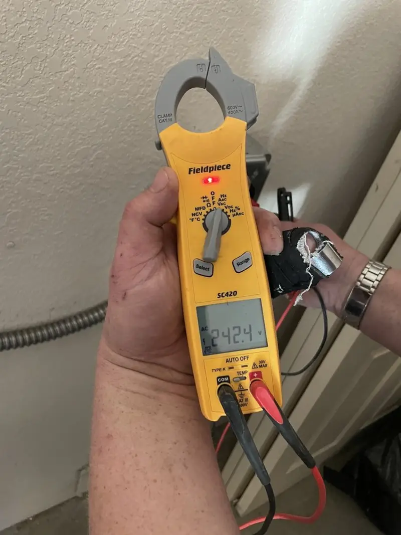 Voltage testing with clamp meter during Circuit Breaker Repair in Sugarloaf